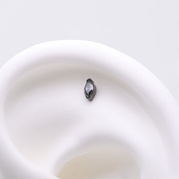 Detail View 1 of Implant Grade Titanium OneFit Threadless Blackline Elegant Marquise Sparkle Top Part-Vitrail Medium